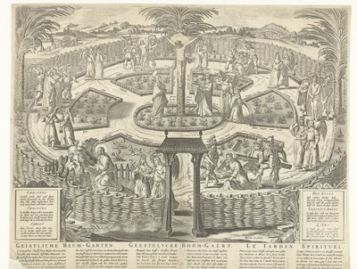 Duchovní sad, kolem roku 1650 Geistliche Baum-Garten / Geestelycke Boom-Gaert / Le Jardin Spirituel (název na objektu) od Anonymous