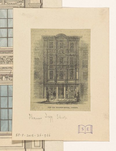 Fasáda obchodu Thomase Tegga v Londýně The Old Mansion House, Londýn (název na objektu) od Anonymous