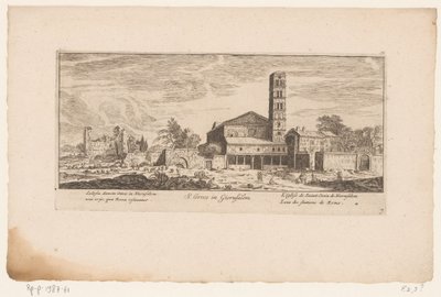 Gezicht op de Santa Croce v Gerusalemme, te Rome S. Croce v Gierusalem / Kostel svatého Kříže v Jeruzalémě první (...) / L