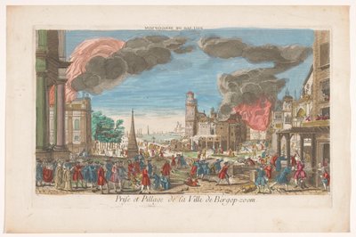 Pohled na dobytí a vyplenění Bergen op Zoom Francouzi v roce 1747 Pillage de Bergopzom (název na objektu) od Anonymous