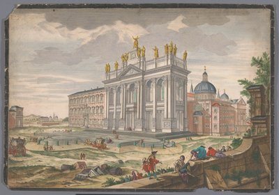 Pohled na kostel svatého Jana Lateránského v Římě Veduta della Basilica di S. Giovanni Laterano (název na objektu) od Anonymous