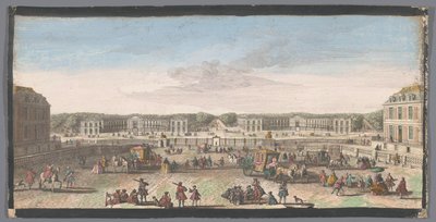 Pohled na stáje paláce ve Versailles Cena Vue des ecuries de Versailles de la second grid (titul na předmětu) od Anonymous