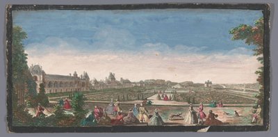 Gezicht op de tuin en het Palace of Fontainebleau Pohled na část Château de Fontainebleau a parter (název na objektu) od Anonymous