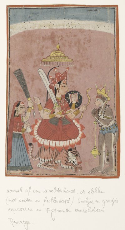 Bohyně Durga a Hanuman od Anonymous