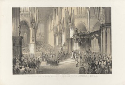 Inaugurace Jeho Veličenstva krále Willema III. v Nieuwe Kerk, Amsterdam, 13. května 1849 (název na předmětu) od Anonymous