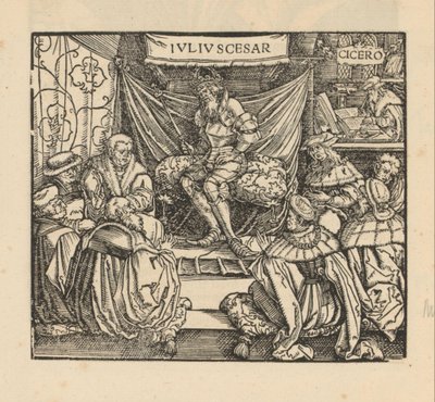 Julius Caesar na schůzi rady a Cicero psaní vzadu od Anonymous