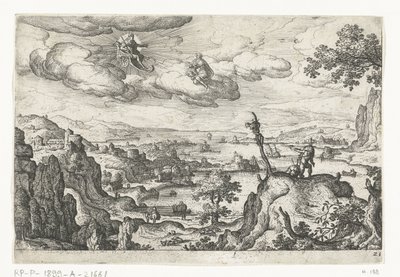 Jupiter ve svém voze a jiný Bůh Krajiny s mytologickými a biblickými scénami (název série) od Anonymous