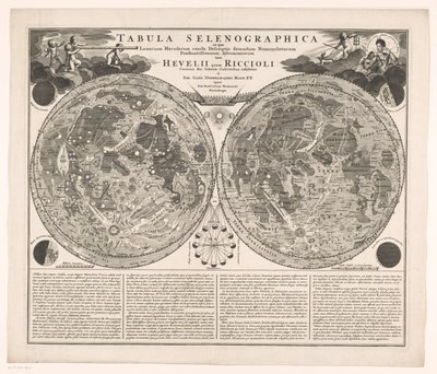 Kaart van de maan Selenografická mapa, na které je přesný popis měsíčních skvrn (...) (název na objektu) od Anonymous