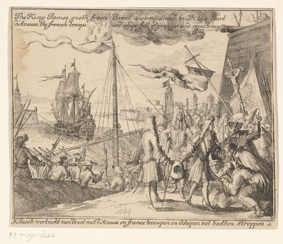 Král Jakub II. odjíždí s francouzskými vojáky z Brestu do Irska, 1689 Král Jakub jede z Brestu v doprovodu hraběte d