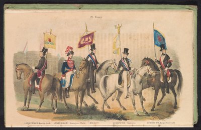 Kostýmy a prapory čestných stráží Amsterdamu, Delftu a Leidenu, 1840-1842 IV. Skupina (název na objektu) od Anonymous