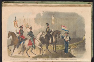 Kostýmy a prapory čestné stráže v Haagu a Rotterdamu, 1840-1842 III. Skupina (název na objektu) od Anonymous