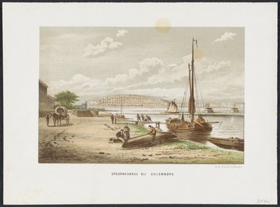 Železniční most Kuilenburg poblíž Culemborg, 1868 Železniční most v Culemborgu (název na objektu) Hlavní železniční mosty v Nizozemsku (název série) od Anonymous