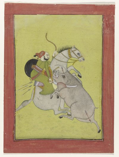 Maharao Umed Singh z Bundic Maharaja Umed Singh, zabíjející divoké prase od Anonymous