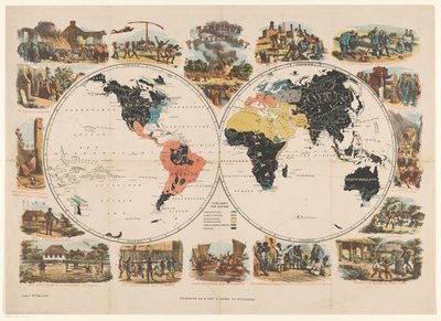 Misijní mapa světa a náboženské scény Obrazová karta mise (název na předmětu) od Anonymous