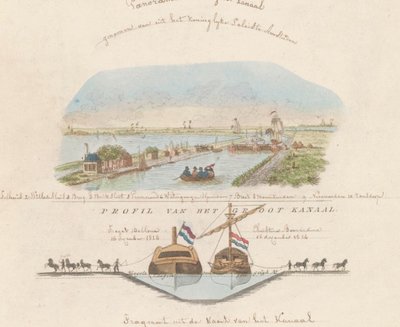Kanál Severní Holandsko, 1824 Panorama Canal Grande, převzato z královského paláce v Amsterdamu / Profil Canal Grande (název na objektu) od Anonymous