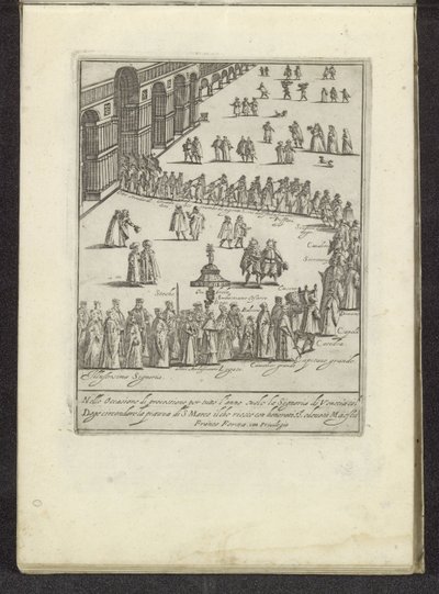 Optocht met de doge en Serenissima Signoria přes náměstí San Marcoplein te Venetië Scènes uit het Venetiaanse leven (název série) Habiti d