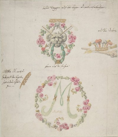 Ornamentální návrhy na porcelán, 18. století. od Anonymous,.