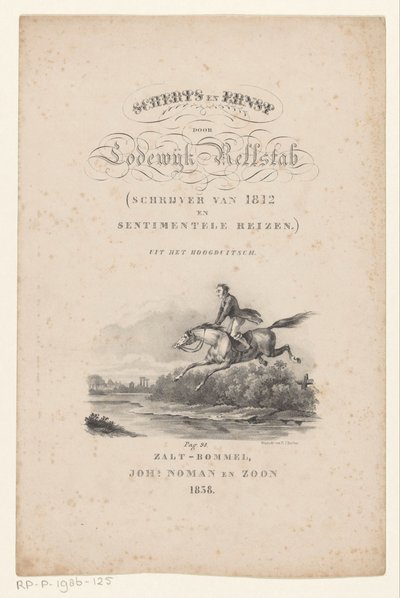 Kůň skáče přes řeku Titulní strana pro: Lodewijk Rellstab, Žertování a vážnost, 1838 od Anonymous