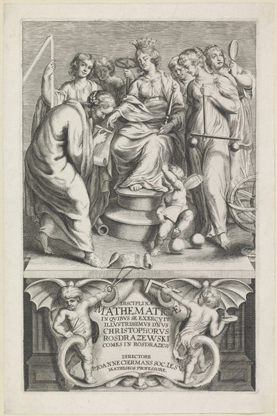 Personifikace van de Wiskunde Název: Christophorus Rosdrazewski, Matematické disciplíny, [1640-1648] od Anonymous