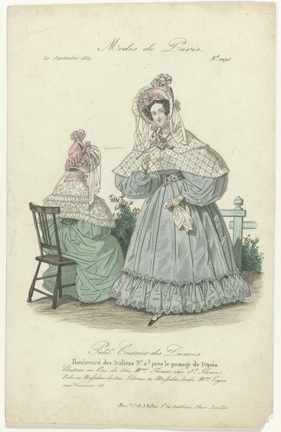 Petit Courrier des Dames, 20. září 1834, č. 1095: Klobouk v Pou de Soi (...) od Anonymous