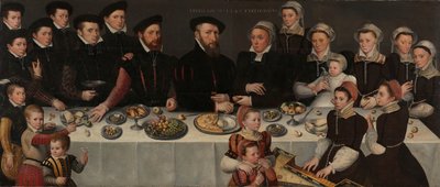 Pierre de Moucheron (1508-67), jeho manželka Isabeau de Gerbier, jejich osmnáct dětí, jejich zeť Allard de la Dale a jejich první vnouče od Anonymous