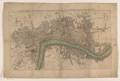 Plattegrond van Londýn, 1761 Průvodce městem aneb kapesní plán Londýna, Westminsteru a Southwarku s novými budovami do roku 1761 (název na objektu) od Anonymous