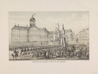 Slavnostní vstup H. M. Willema III., 9. dubna 1861, v Amsterdamu (titul na předmětu) od Anonymous
