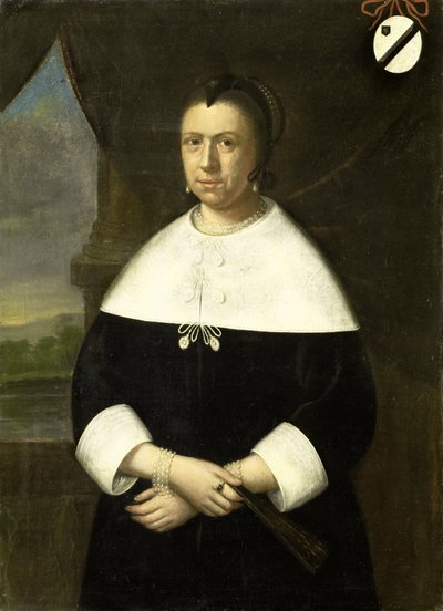 Portrét Marie Quevellerius (1629-64), první manželky Jana van Riebeecka, nebo jeho druhé manželky Marie Scipio (asi 1630-95) od Anonymous