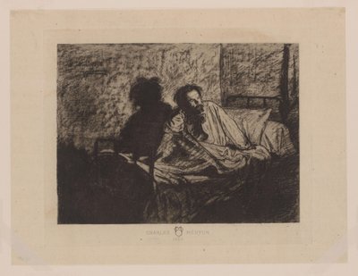 Portrét Charlese Meryona sedícího v posteli Charles Meryon 1858 (název na objektu) od Anonymous