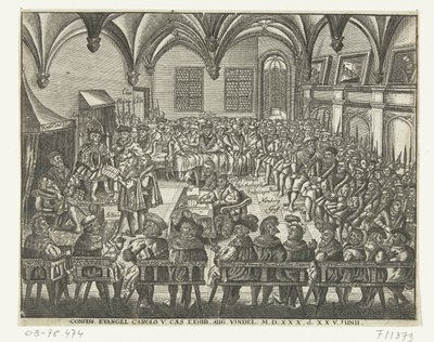 Dieta v Augsburgu, 1530 Zpověď. Evangelium. Carolo V. Caes. Výstava. Aug. Findel. M.D.XXX. d. XXV. Junii (název na objektu) od Anonymous