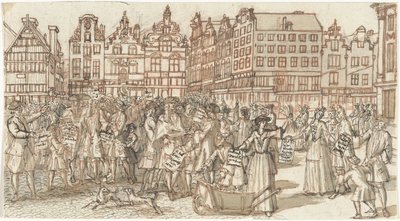 Věřitel a obchodník s chudobou, 1720 The Great Scene of Folly (název série) od Anonymous