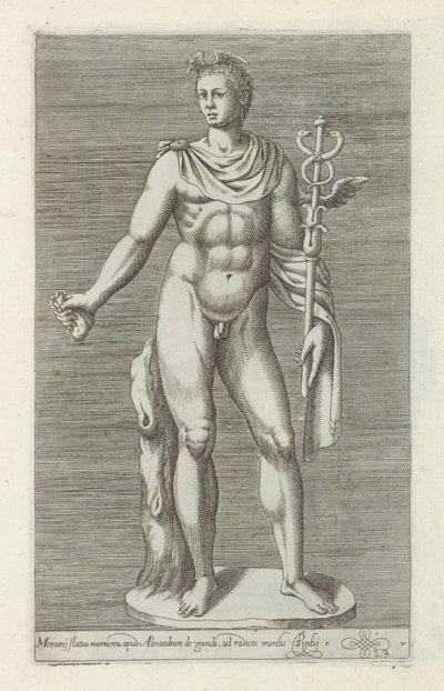 Sochař van Mercurius Mramorová socha Merkura, u Alexandra Velikého (...) (název na předmětu) Starožitné sochy v Římě (název série) Ikony starověkých soch města Říma, které jsou vidět na veřejných místech (název série) od Anonymous