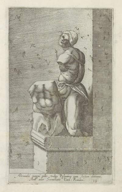 Sochař van Pasquino Voják Alexandra Velikého, běžně známý jako Pasquinus, držící Phocia (...) (titul na předmětu) Starožitné sochy v Římě (název série) Ikony starověkých soch města Říma, které jsou vidět na veřejných místech (název série) od Anonymous