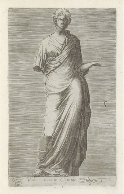 Sochař van Urania, muzeum van de sterrenkunde Urania múza v Kapitolu (název na předmětu) Starožitné sochy v Římě (název série) Ikony starověkých soch města Říma, které jsou vidět na veřejných místech (název série) od Anonymous