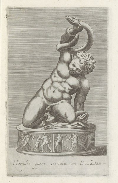 Sochař van de jonge Hercules se v bitvě setkal s een slangem Socha Herkula, dítěte Říma (titul na předmětu) Starožitné sochy v Římě (název série) Ikony starověkých soch města Říma, které jsou vidět na veřejných místech (název série) od Anonymous