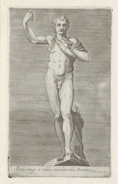 Sochař van een faun Obrázek fauna v domě římského šlechtice (titul na předmětu) Starožitné sochy v Římě (název série) Ikony starověkých soch města Říma, které jsou vidět na veřejných místech (název série) od Anonymous