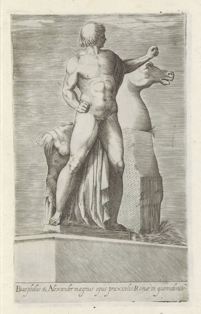 Sochař van een van de Dioscuren op het Quirinaal te Rome Bucephalus & Alexander skvělé dílo (...) (název na objektu) Starožitné sochy v Římě (název série) Ikony starověkých soch města Říma, které jsou vidět na veřejných místech (název série) od Anonymous