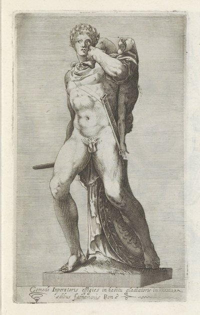Sochařský van keizer Commodus jako gladiátor Pohodlný portrét císaře v kostýmu gladiátora (...) (titul na předmětu) Starožitné sochy v Římě (název série) Ikony starověkých soch města Říma, které jsou vidět na veřejných místech (název série) od Anonymous