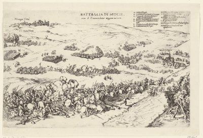 Slag op de Mookerheide, 1574 Bitva u Mochu, pod komendátorem Maggiore An.o 1574 (název na objektu) od Anonymous