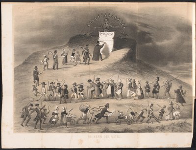 Karikatura ve studentském almanachu v Leidenu, 1854 Jádro národa (název na objektu) od Anonymous