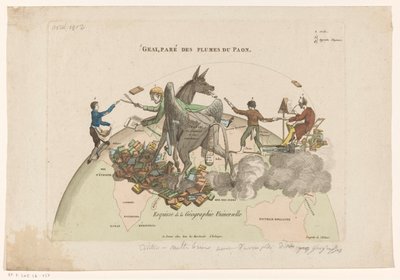 Spotprent op de Geographies Universelle van Conrad Malthe-Brun Náčrt univerzální geografie (název na objektu) od Anonymous