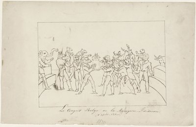 Kreslený film zobrazující neshody v belgickém národním kongresu ohledně volby krále, 1831 Le Congress Belge ou la Menagerie en désordre. (d