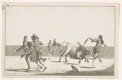 Býk je napaden banderillami Coleccion de las principales suertes de una corrida de toros (název série na objektu) Sbírka nejdůležitějších býčích manévrů (název série) od Anonymous