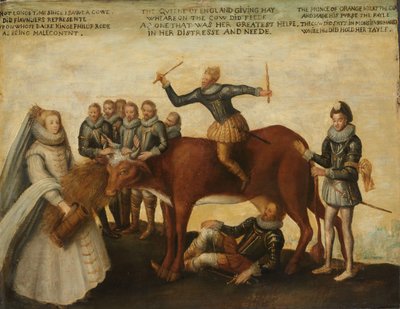 Dojná kráva: Nizozemské provincie, bouřící se proti španělskému králi Filipu II., vede princ William Oranžský, generál států prosí královnu Alžbětu I. o pomoc od Anonymous