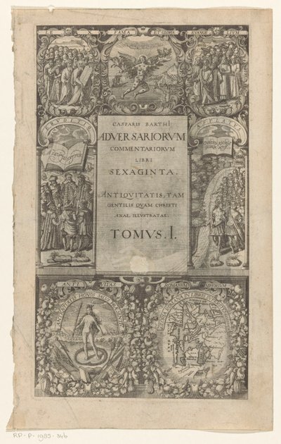 Titel se setkal s rondomem zeven kartuší Komentáře oponentů, šedesát knih, svazek I (název na předmětu) Název stránky: Caspar von Barth, Adversariorum commentariorum libri LX, 1624 od Anonymous