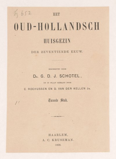 Titulní strana pro: Gillis Dyonisius Jacobus Schotel, The Old Dutch Household, Second Piece, 1868 od Anonymous
