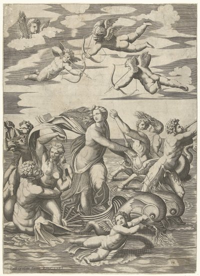 Triomf van Galatea se setkal s tritony v nereïden v putti od Anonymous