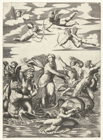 Triomf van Galatea se setkal s tritony v nereïden v putti od Anonymous