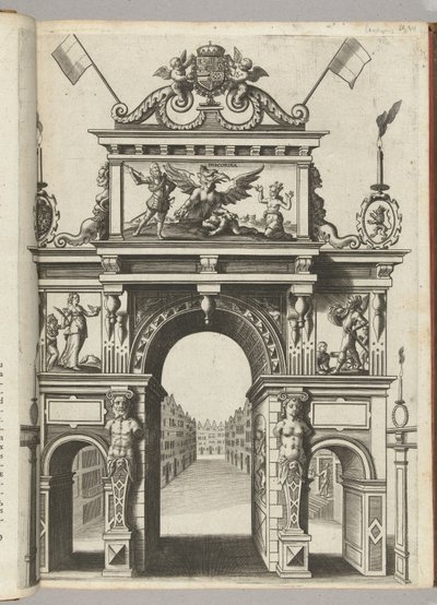 Triumfální brána s Ernstem zachraňujícím Belgicu z Discordie, 1594 od Anonymous