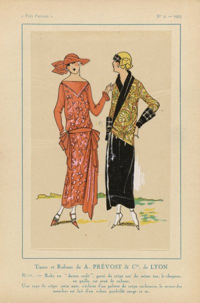 Velmi pařížský, 1923, č. 2: Látky a stuhy od A. PRÉVOST & CIE ... od Anonymous